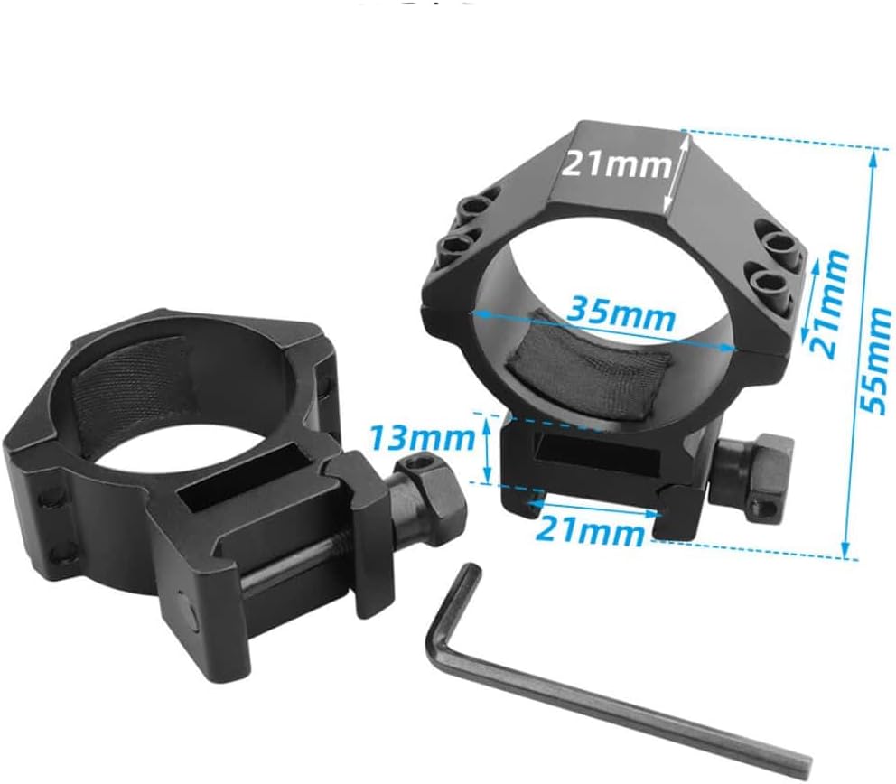 34/35mm Aluminum Scope Ring Mounts – 55mm High, Fits 21mm Picatinny/Weaver Rail