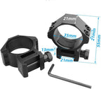 34/35mm Aluminum Scope Ring Mounts – 55mm High, Fits 21mm Picatinny/Weaver Rail