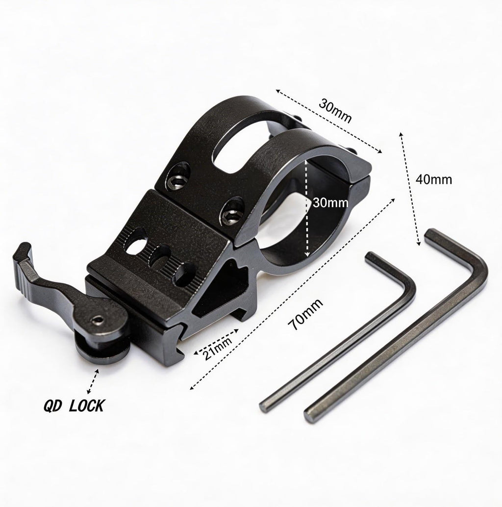 30mm 45-Degree Offset Flashlight Mount – Aluminum, Fits Picatinny/Weaver Rail