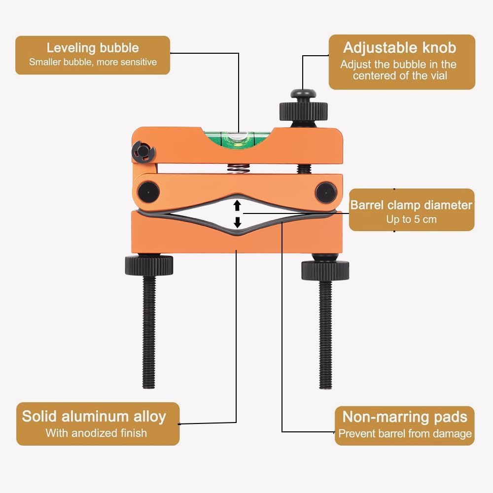 Reticle Leveling Tool, Scope Crosshair Leveling Instrument Angle Leveler Fixture Scope Megnet Bubble Level (Gold)