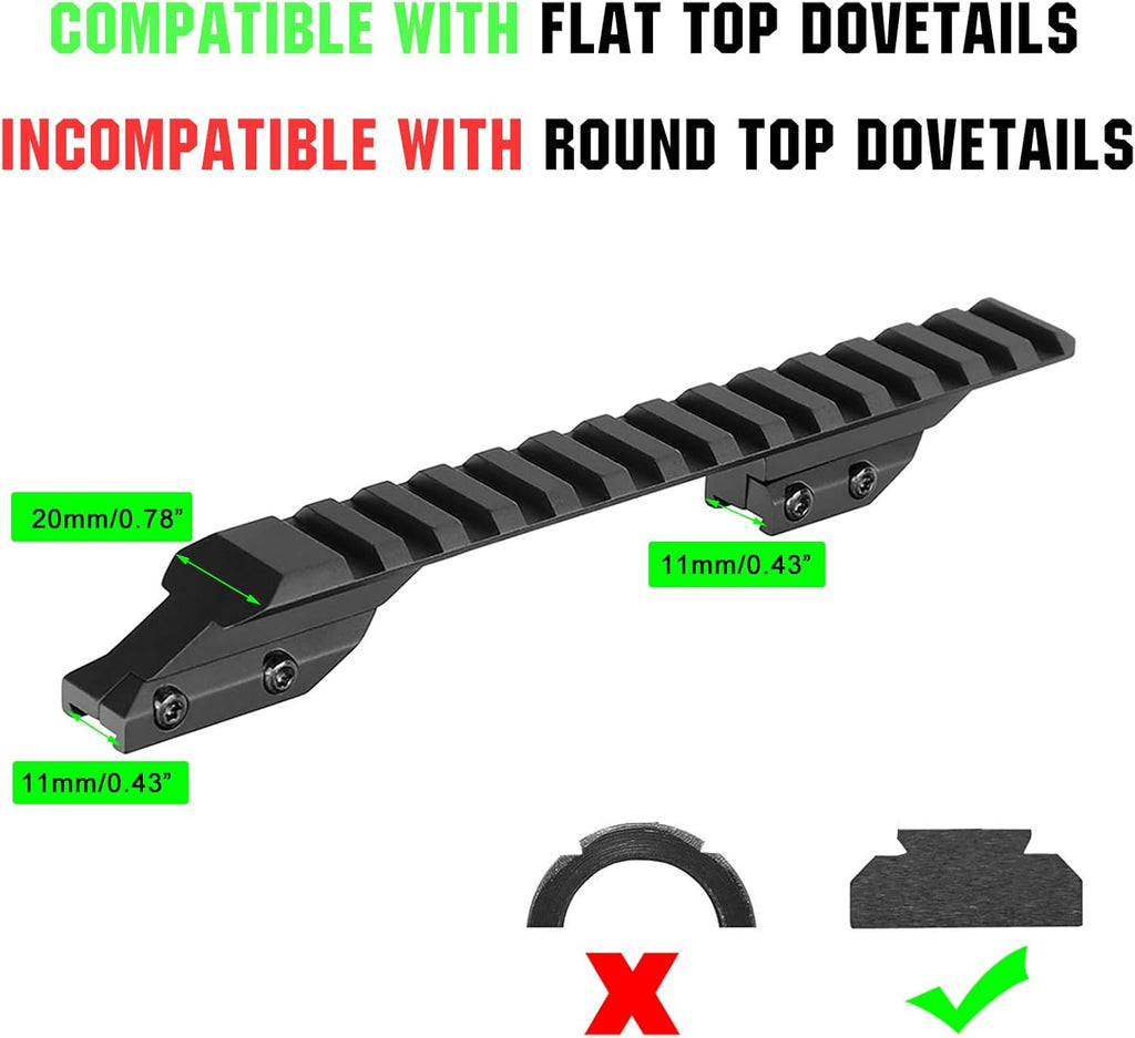 Dovetail to Picatinny R-ail Adapter 11mm Dovetail Rail Low Profile