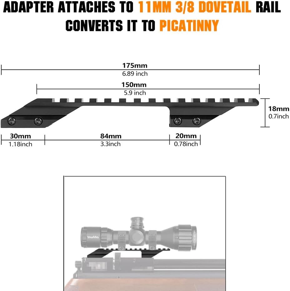 Dovetail to Picatinny R-ail Adapter 11mm Dovetail Rail Low Profile
