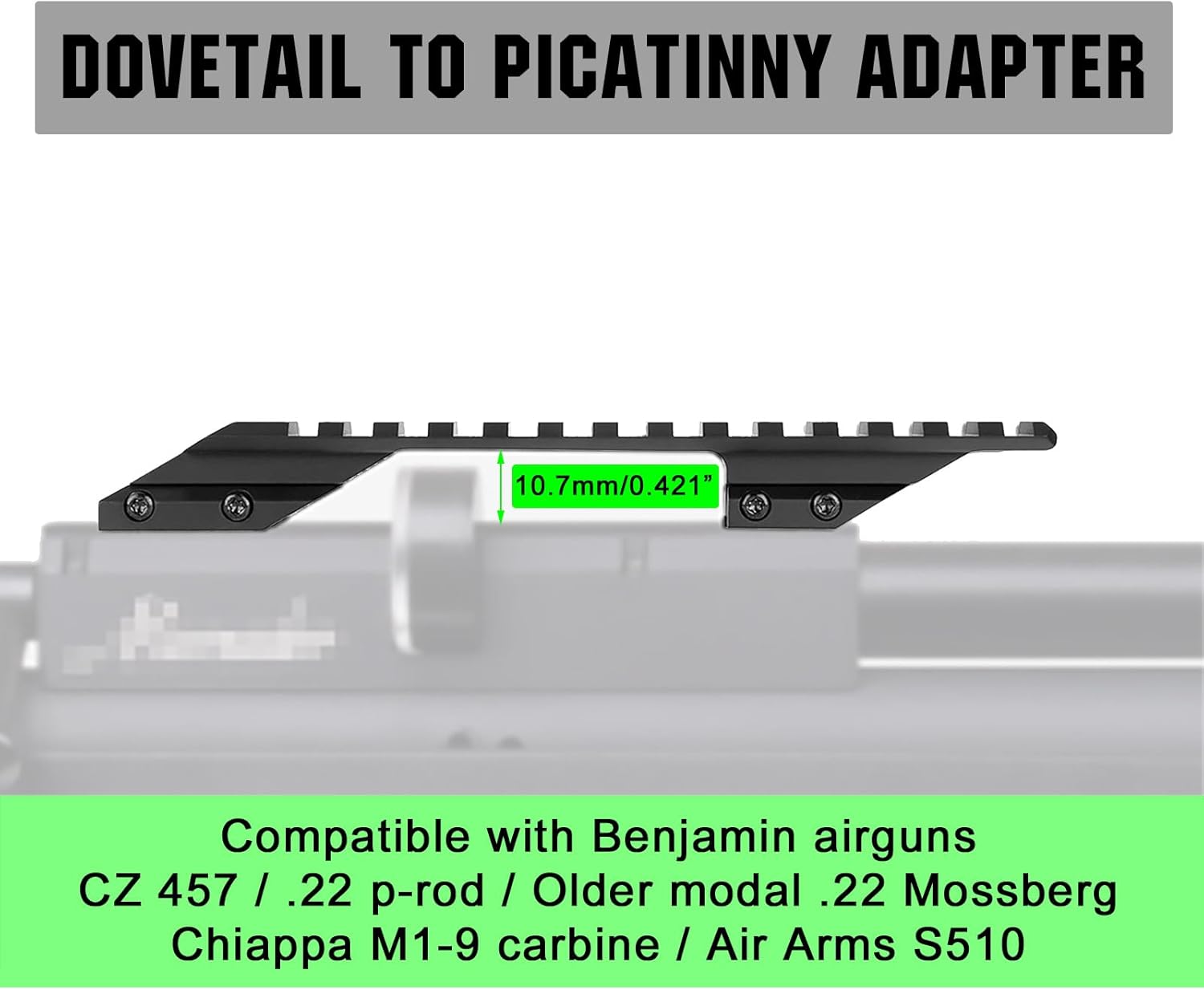 Dovetail to Picatinny R-ail Adapter 11mm Dovetail Rail Low Profile