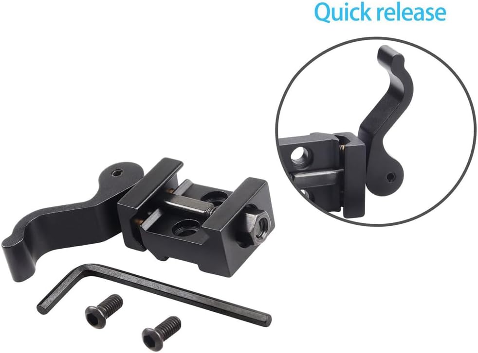 FRSF Quick Release Riser Mount, Aluminum, Black, 21mm Picatinny/Weaver Rail, Right Angle Adapter Base with Fast Detach Lever Lock