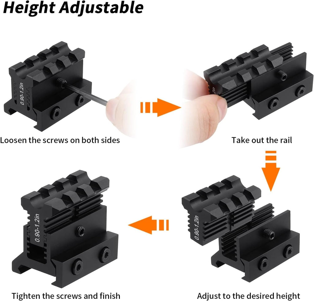 Castellan Adjustable-Height Picatinny Riser Mount — 3-Slot, 0.9–1.2" Rise