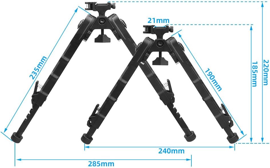 Tactical V9 Bipod, Height Adjustable Aluminum Alloy Foldable Bipod for Hunting (Black, V9)