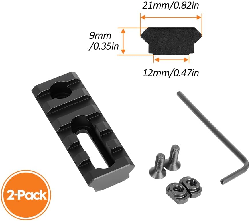 Aluminum Adjustable Pitch Slotted Made Picatinny Rail with 2 T-Nuts & Screws 2 Wrench for Mlok Compatible