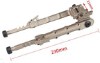 QD Bipod Gold 7 inch - 8.5 inches Extension Flat Adjustable Stable for 20mm Rail 1913 Picatinny Tactical