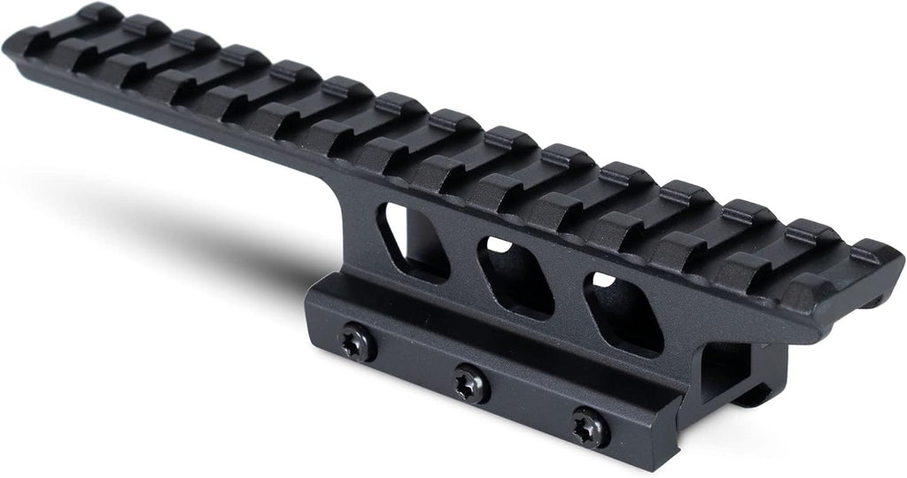 Offset Picatinny Riser Mount with Recoil Stop Base | 14 Slot 5 inch | High Profile
