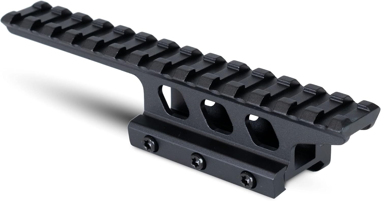 Offset Picatinny Riser Mount with Recoil Stop Base | 14 Slot 5 inch | High Profile
