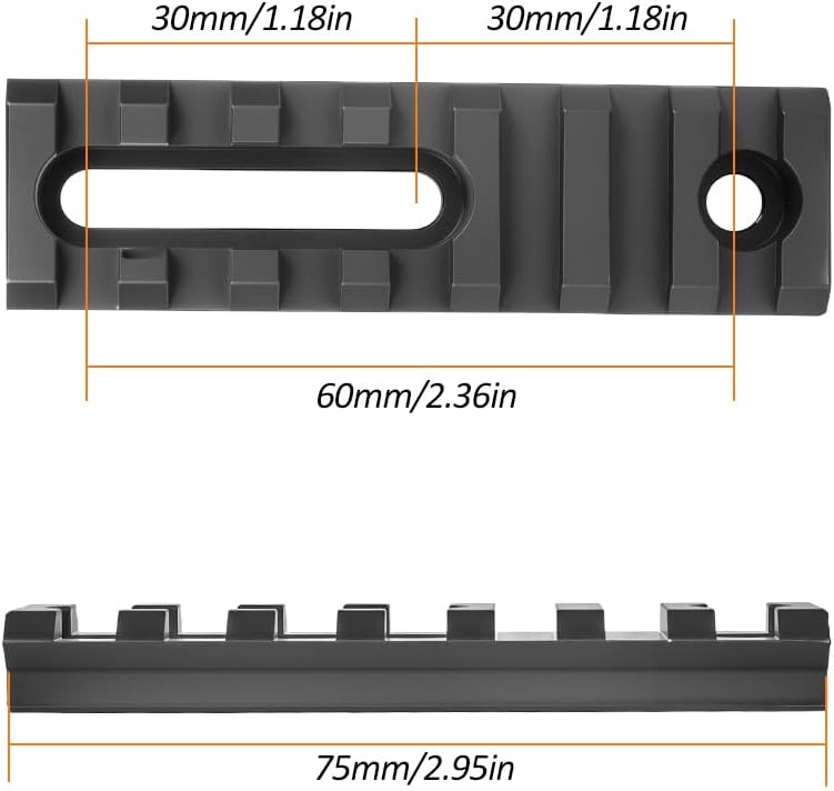 Aluminum Adjustable Pitch Slotted Made Picatinny Rail with 2 T-Nuts & Screws 2 Wrench for Mlok Compatible