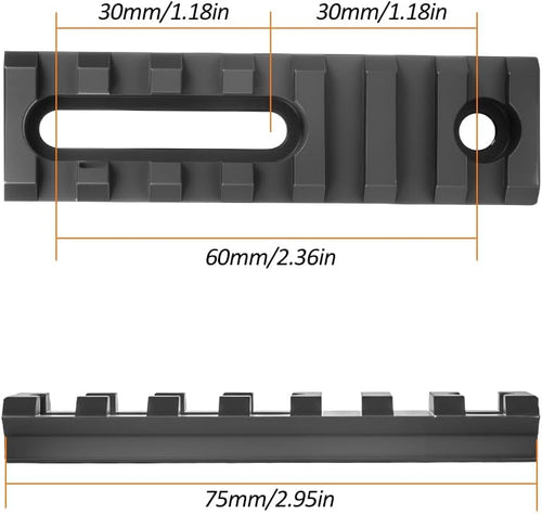 Aluminum Adjustable Pitch Slotted Made Picatinny Rail with 2 T-Nuts & Screws 2 Wrench for Mlok Compatible