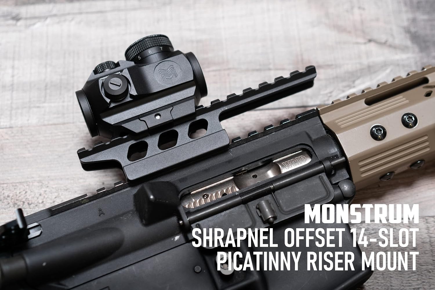 Offset Picatinny Riser Mount with Recoil Stop Base | 14 Slot 5 inch | High Profile
