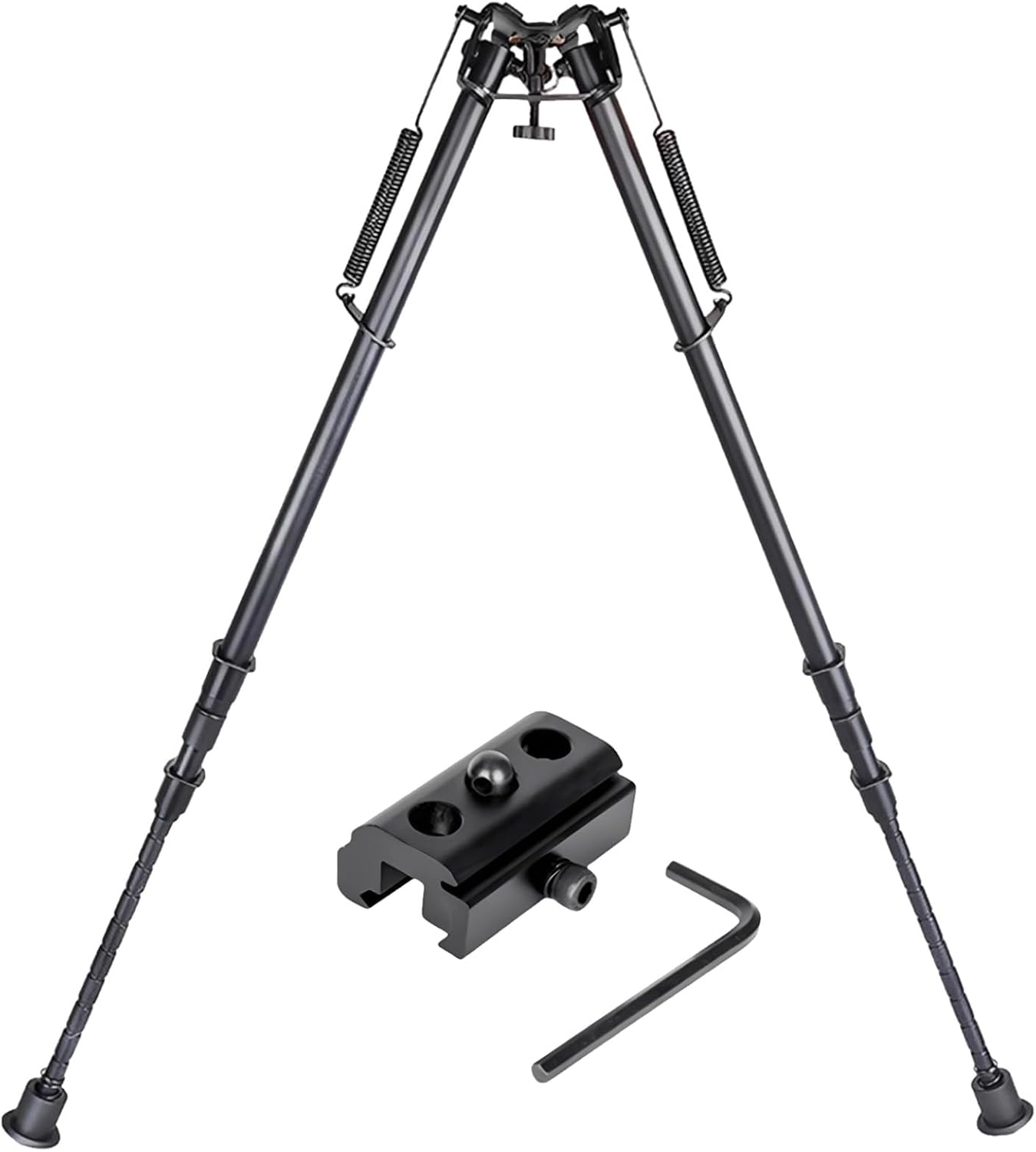 27 Inch Bipod, Metal Spring Telescopic Folding Camera Tripod, 3-Hole Adapter Included, Adjustable 16.9 to 28.7 Inches for Shooting and Hunting, Black