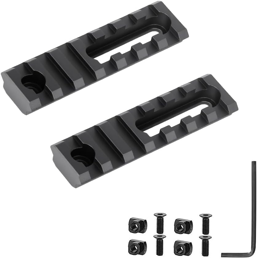 Aluminum Adjustable Pitch Slotted Made Picatinny Rail with 2 T-Nuts & Screws 2 Wrench for Mlok Compatible