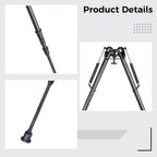 27 Inch Bipod, Metal Spring Telescopic Folding Camera Tripod, 3-Hole Adapter Included, Adjustable 16.9 to 28.7 Inches for Shooting and Hunting, Black