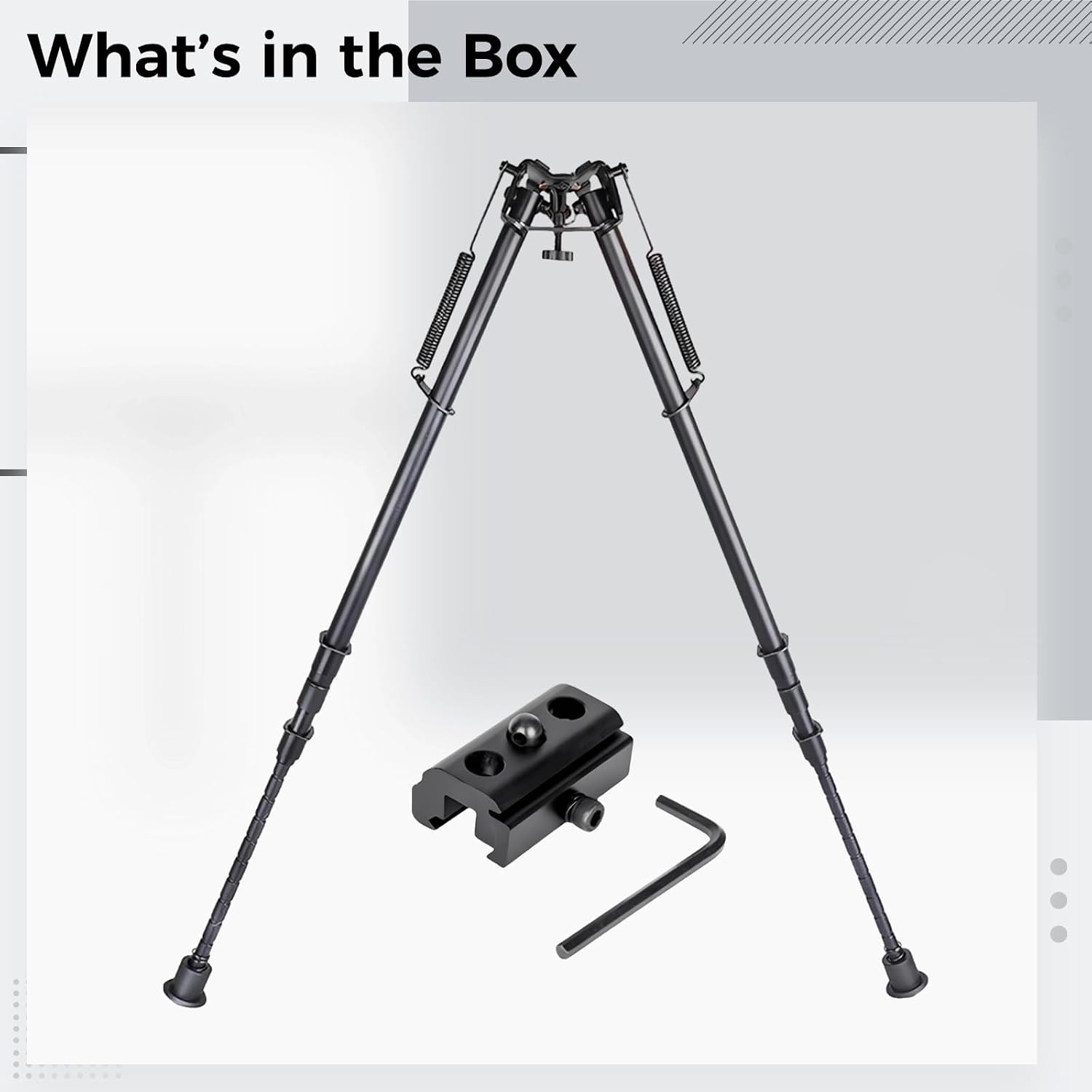 27 Inch Bipod, Metal Spring Telescopic Folding Camera Tripod, 3-Hole Adapter Included, Adjustable 16.9 to 28.7 Inches for Shooting and Hunting, Black