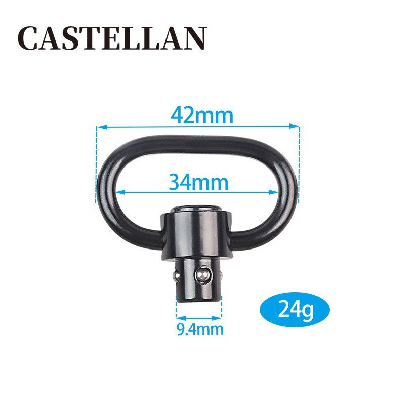 Heavy Duty QD Push Button Sling Swivel — 1.38" Loop, High-Strength Steel, 0.6 oz, Black