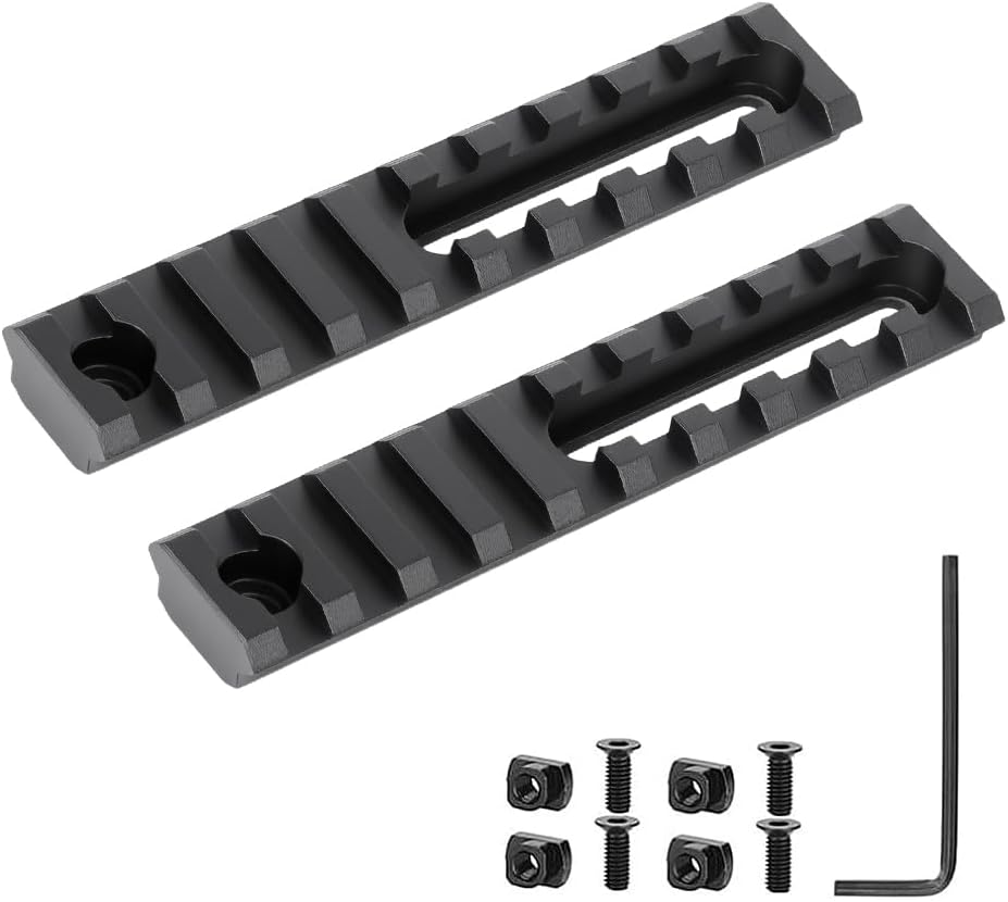 Aluminum Adjustable Pitch Slotted Made Picatinny Rail with 2 T-Nuts & Screws 2 Wrench for Mlok Compatible