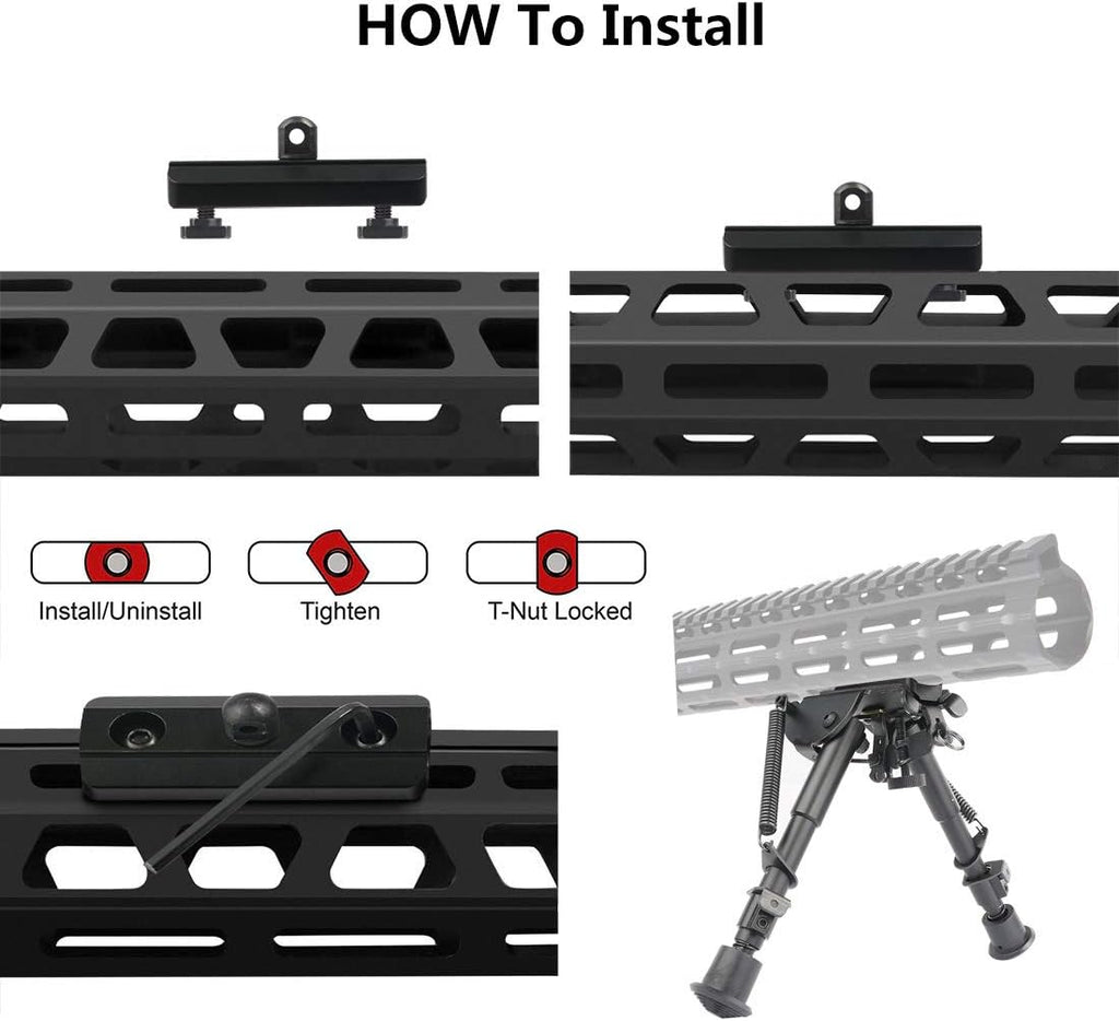 M Lock Bipod Adapter Mount with M Lock Sling Stud – Includes 4 T-Nuts, 4 Screws, and 1 Wrench