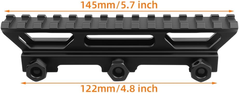 1" See-Through Picatinny Rail Riser Mount – 13-Slot 5.7", Single-Piece Aircraft Aluminum for Red Dots & Scopes