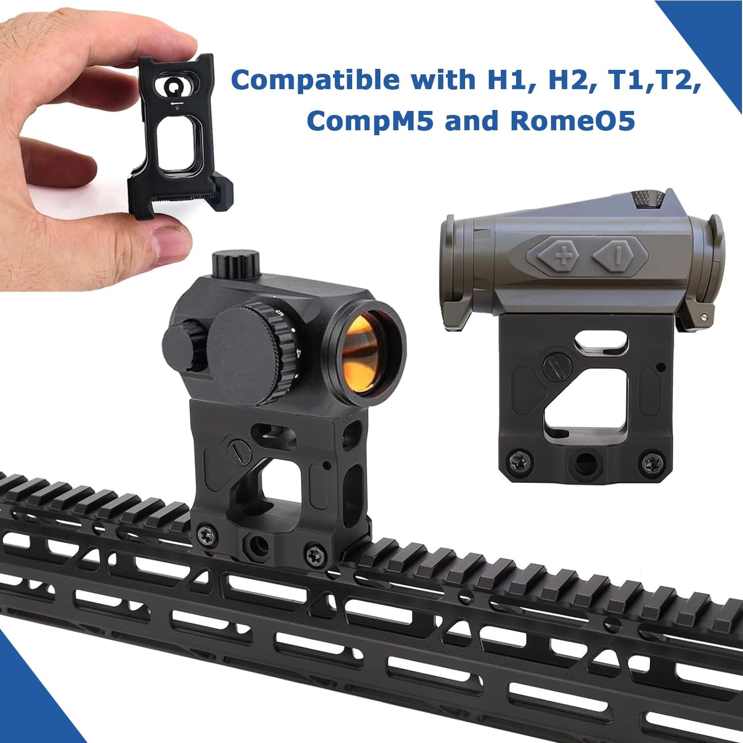 Red Dot Riser Mount, Optic Riser for Micro Red Dot, 2" Riser Mount Accepts All Footprint Optics