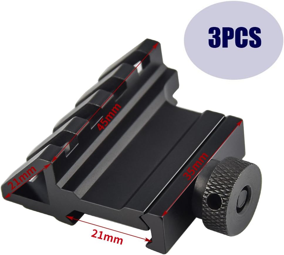 45° Offset Rail Mount — 4-Slot Picatinny / Weaver, Aluminum, for Flashlights, Lasers & Red Dots (Pack of 3)