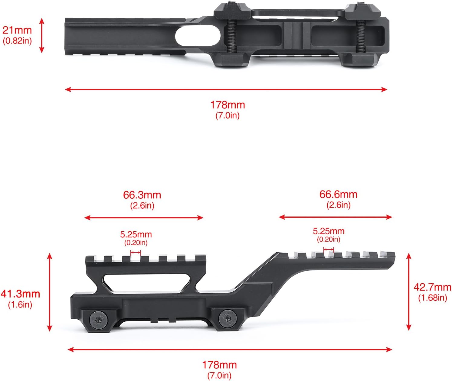 Castellan HY Combo Riser Mount — T1/T2 Red Dot + Laser Adapter, 6-Slot Picatinny