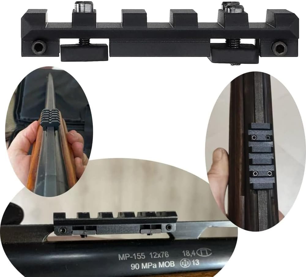 Picatinny Vent Rib Rail Scope Mount – 8-Slot CNC Aluminum Adapter for IZH-27, MR-153/155, MP-233, TOZ-120, MTs21-12 & TOZ-84