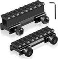 Picatinny Riser Mounts, FENTUK 1 Inch High Profile & 1/2 Inch Low Profile 8 Slots Picatinny Rail Riser Mount with See Through Design for Scopes Optics Red Dots - 2 Pack (Include 1" & 0.5" Riser Mount)