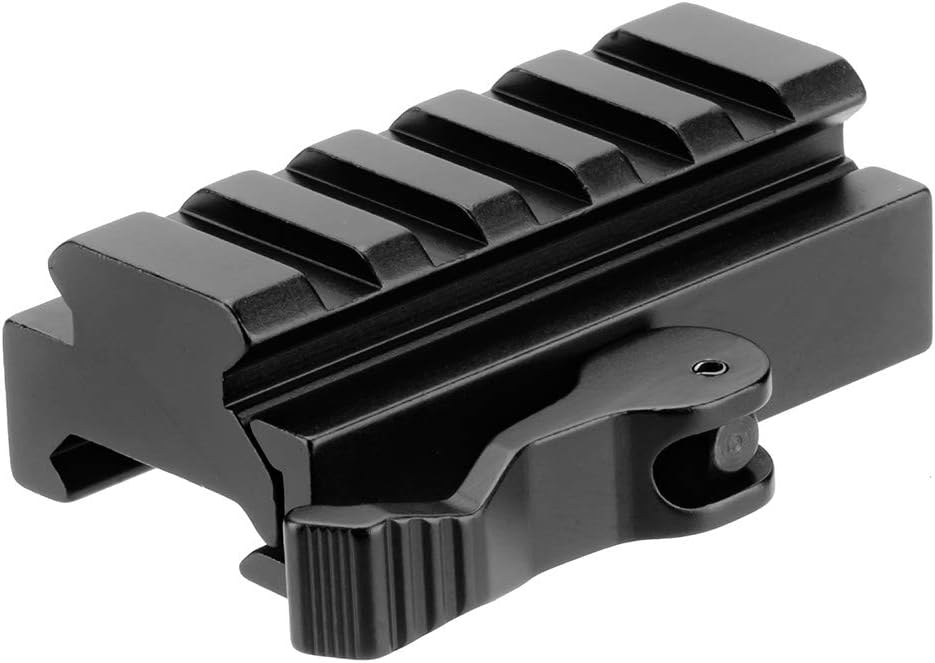 Picatinny Riser Mount, Low Profile Rail Riser Mounts Adaptor with QD Lever Lock Quick Release & 5 Slots Picatinny Rails for Scope Rings Optics Sights, 1/2" H x 2.5''L
