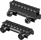 Picatinny Riser Mounts, FENTUK 1 Inch High Profile & 1/2 Inch Low Profile 8 Slots Picatinny Rail Riser Mount with See Through Design for Scopes Optics Red Dots - 2 Pack (Include 1" & 0.5" Riser Mount)