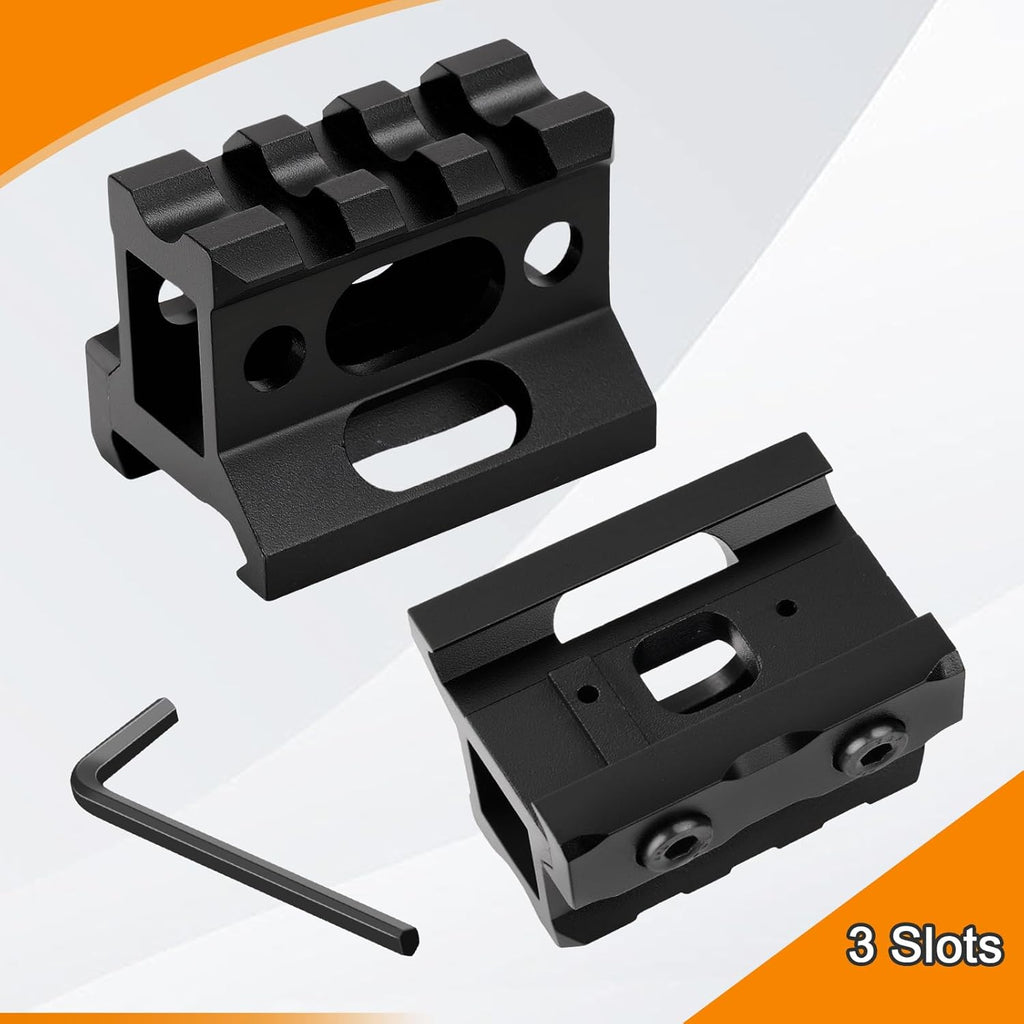 3 Slots Picatinny Rail Riser Mount, 1" High Profile Picatinny Riser Mount Short Pic Rails Accessories for Optic Red Dot Risers, with See-Through Design