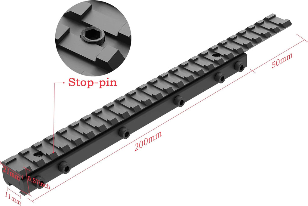 3/8" 11mm to 7/8" 20mm Dovetail to Picatinny Rail Adapter, Low Profile 11mm to 20mm Picatinny Riser Mount