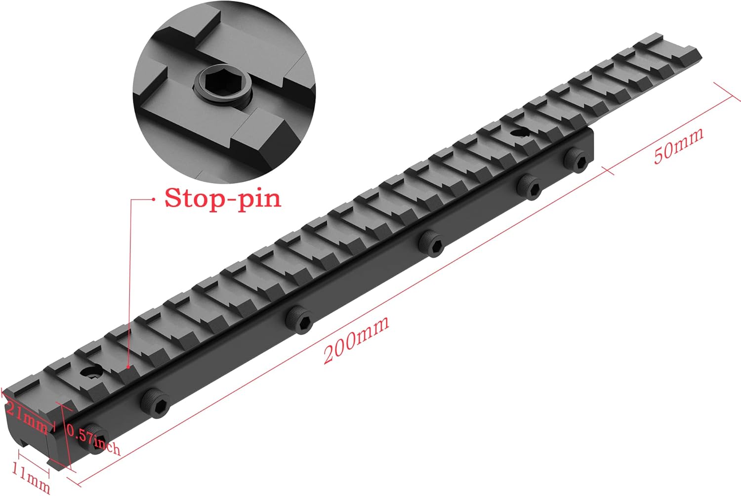 3/8" 11mm to 7/8" 20mm Dovetail to Picatinny Rail Adapter, Low Profile 11mm to 20mm Picatinny Riser Mount