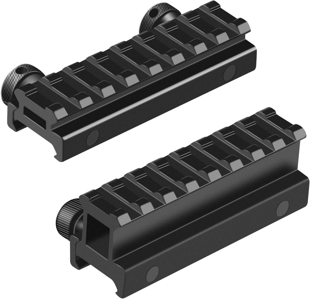 Picatinny Riser Mounts, FENTUK 1 Inch High Profile & 1/2 Inch Low Profile 8 Slots Picatinny Rail Riser Mount with See Through Design for Scopes Optics Red Dots - 2 Pack (Include 1" & 0.5" Riser Mount)