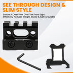 3 Slots Picatinny Rail Riser Mount, 1" High Profile Picatinny Riser Mount Short Pic Rails Accessories for Optic Red Dot Risers, with See-Through Design