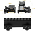 Picatinny Riser Mounts, FENTUK 1 Inch High Profile & 1/2 Inch Low Profile 8 Slots Picatinny Rail Riser Mount with See Through Design for Scopes Optics Red Dots - 2 Pack (Include 1" & 0.5" Riser Mount)