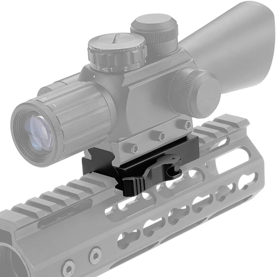 Picatinny Riser Mount, Low Profile Rail Riser Mounts Adaptor with QD Lever Lock Quick Release & 5 Slots Picatinny Rails for Scope Rings Optics Sights, 1/2" H x 2.5''L