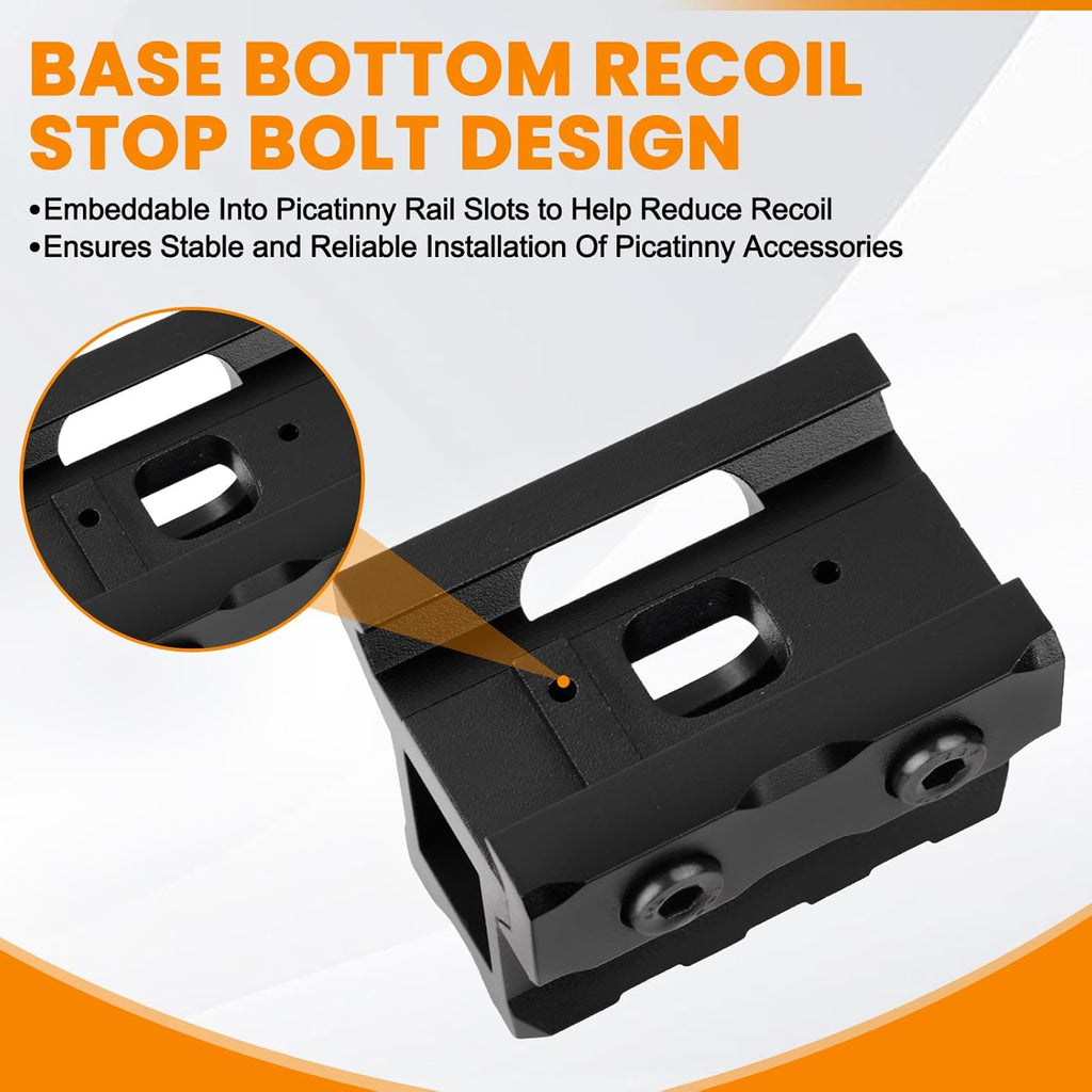 3 Slots Picatinny Rail Riser Mount, 1" High Profile Picatinny Riser Mount Short Pic Rails Accessories for Optic Red Dot Risers, with See-Through Design