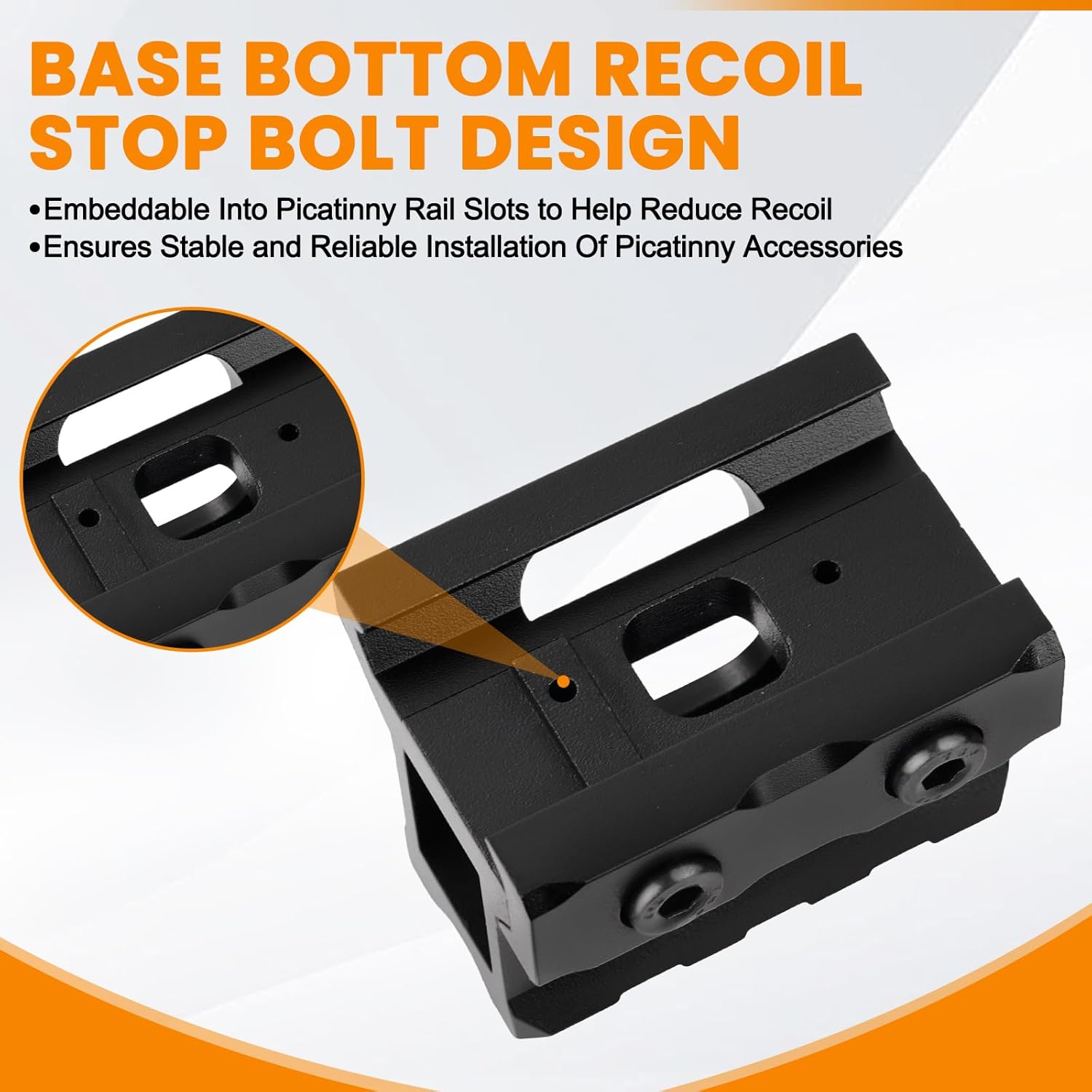 3 Slots Picatinny Rail Riser Mount, 1" High Profile Picatinny Riser Mount Short Pic Rails Accessories for Optic Red Dot Risers, with See-Through Design