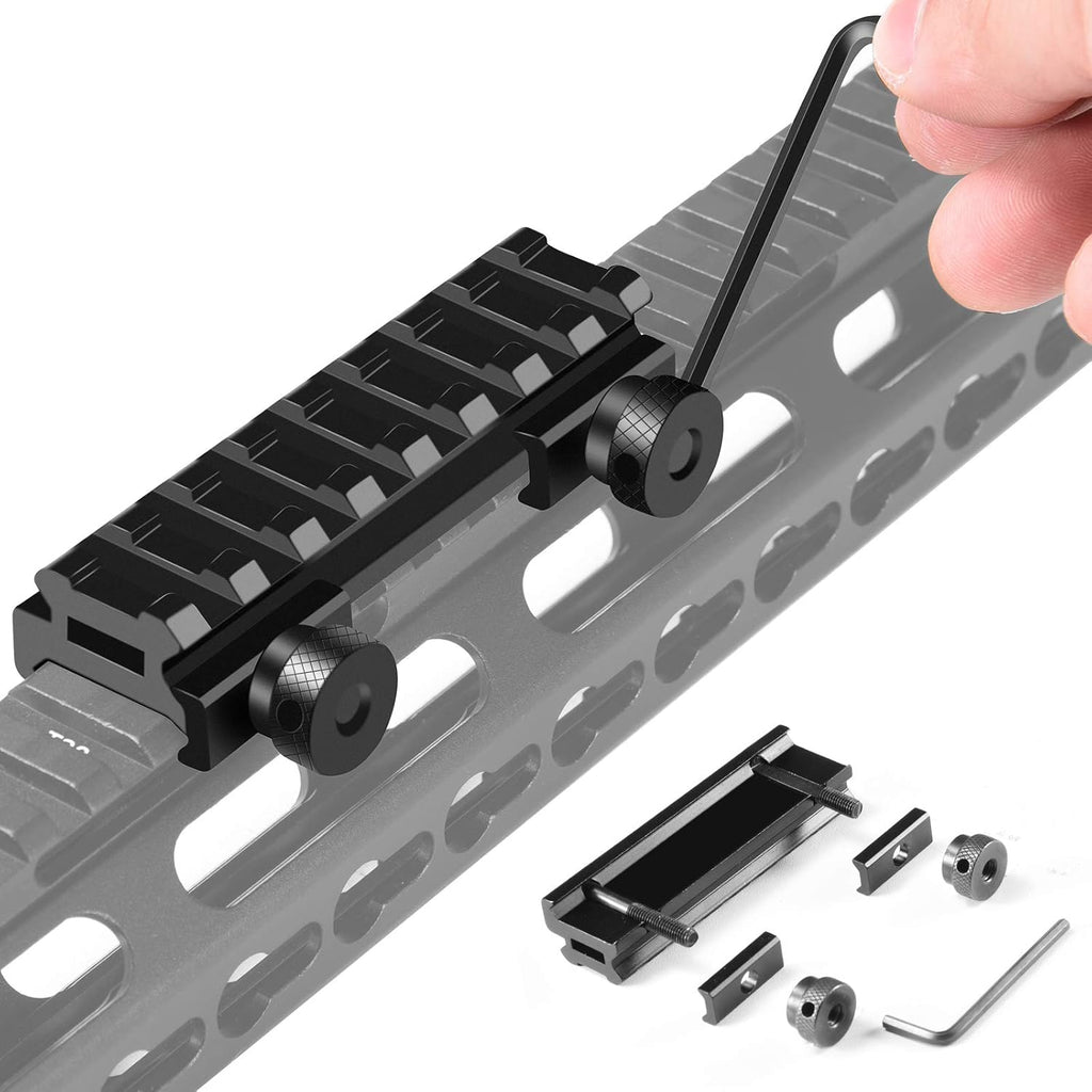 Picatinny Riser Mounts, FENTUK 1 Inch High Profile & 1/2 Inch Low Profile 8 Slots Picatinny Rail Riser Mount with See Through Design for Scopes Optics Red Dots - 2 Pack (Include 1" & 0.5" Riser Mount)
